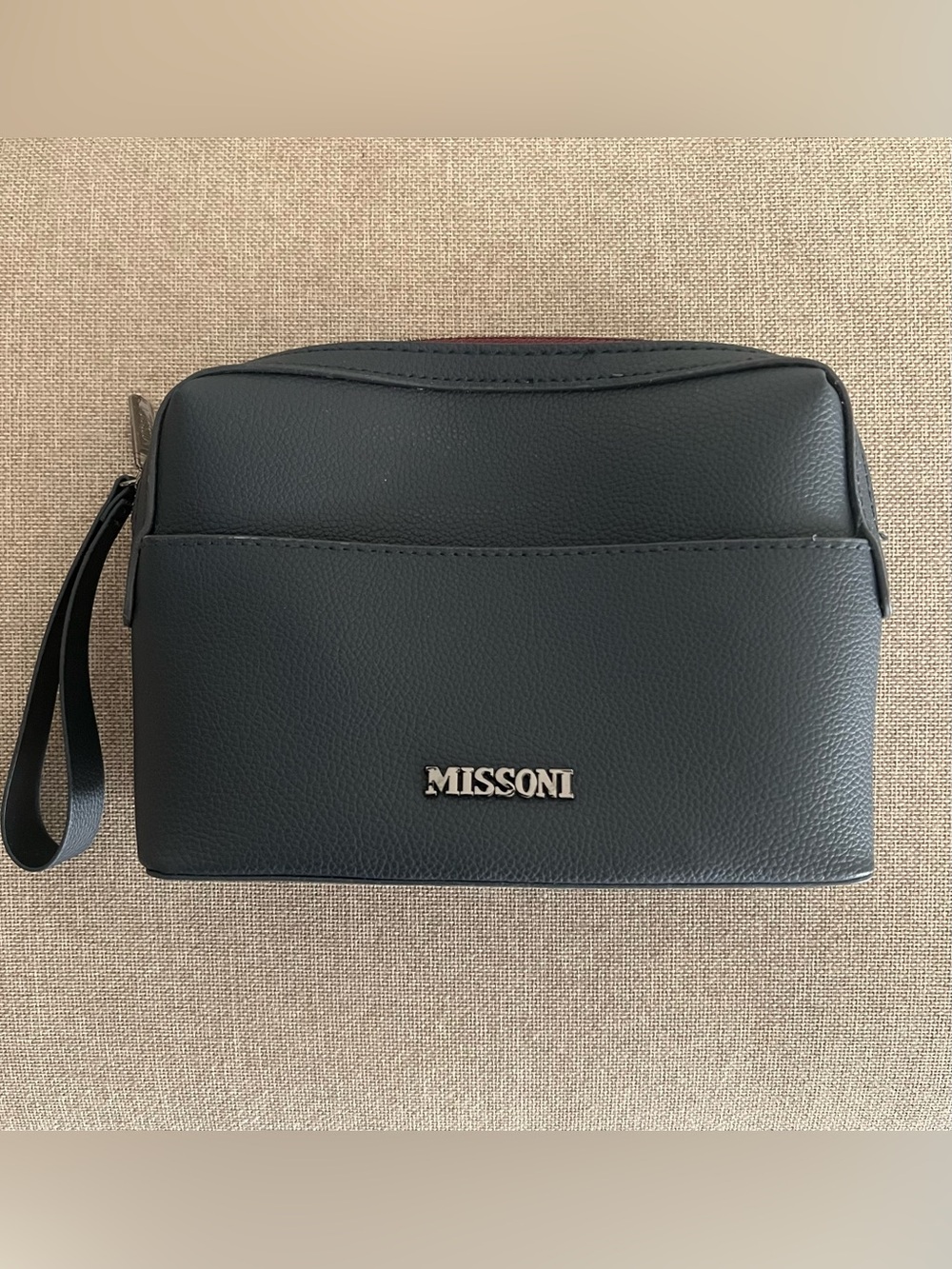 Missoni pouch travel pebble material navy blue strap MINT
